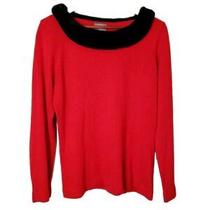Womens Sweater Faux Fur Cowl Neck Pullover Sz Medium Vintage Designers Originals